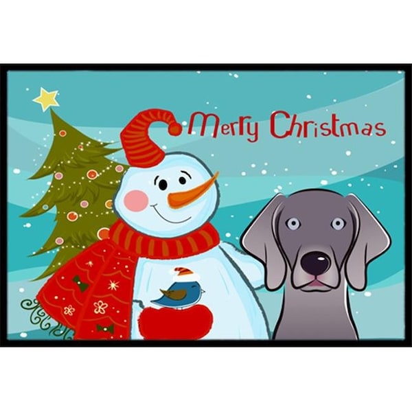 Carolines Treasures BB1851JMAT Snowman With Weimaraner Indoor & Outdoor Mat, 24 x 36 in. BB1851JMAT - main